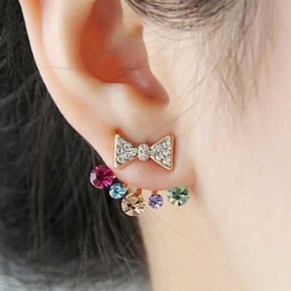 Colorful Bow Earrings - Picture 2 of 4